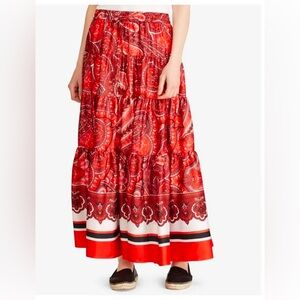 Lauren Ralph Lauren Red Paisley Women's Tiered Skirt